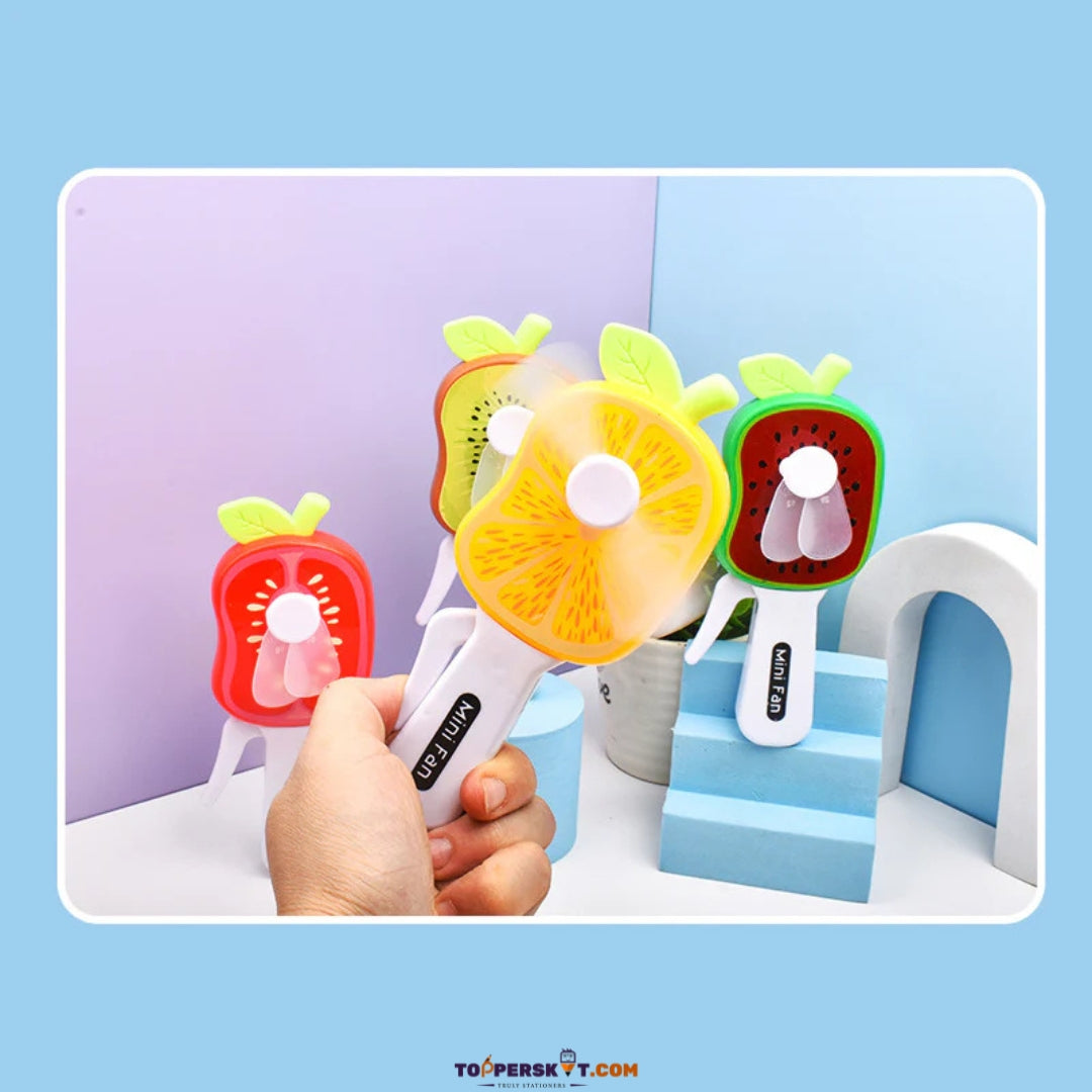 Cute Fruit Shape Mini Hand Fan for Kids – Summer Cooling Toy (Pack of 1)