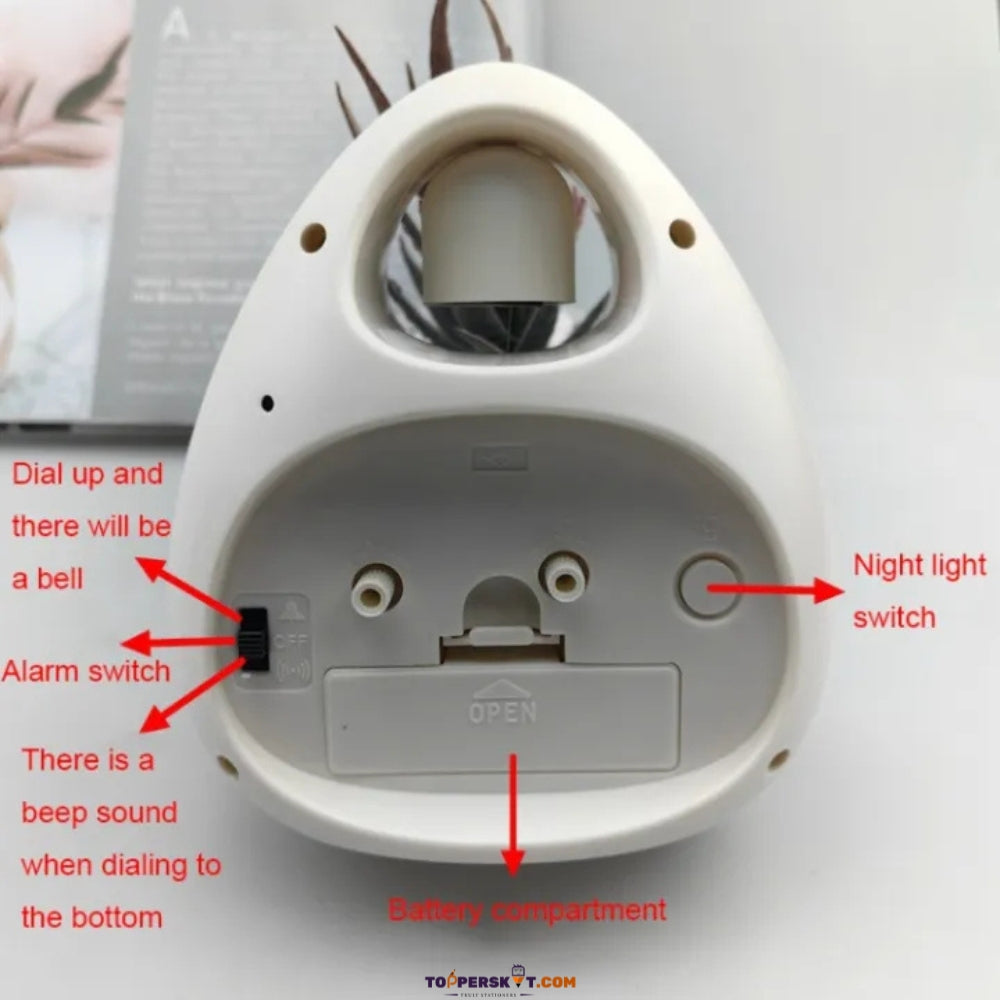 Single Bell Alarm Clock – Egg-Shaped Cute Bedside Belling Clock (Pack of 1)