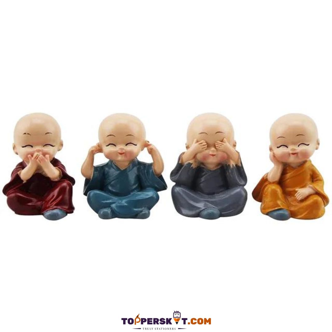 Multicolored Buddha Monk Statues : Harmony in Resin - Topperskit LLP