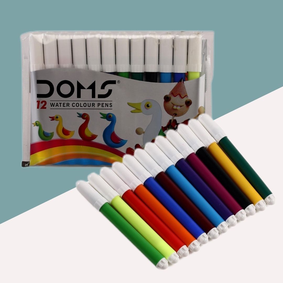 Doms Water Color Pens – Multicolor : Vibrant And Safe Sketch Pens For Creative Minds ( Pack of 12 ) - Topperskit LLP
