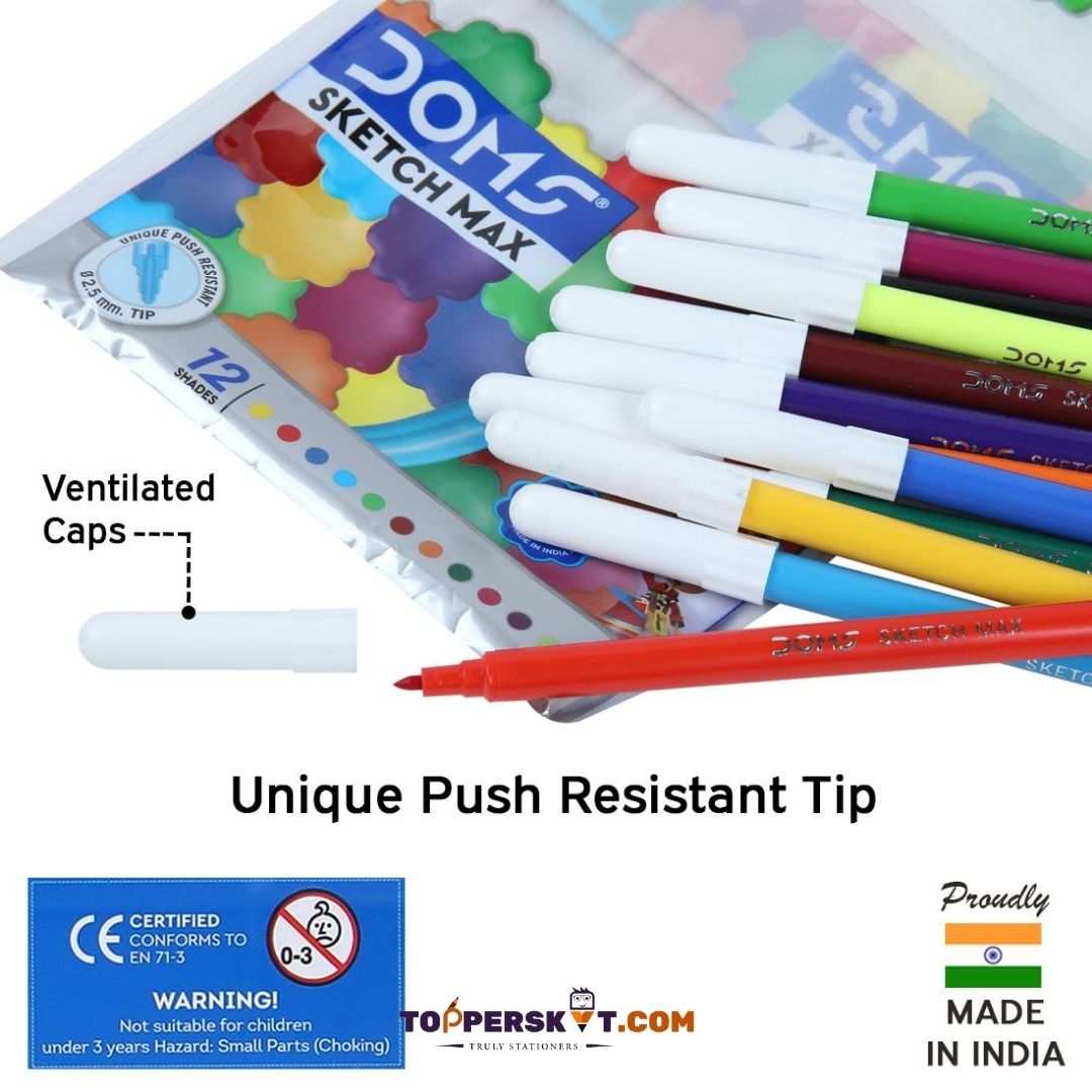 Doms Water Color Pens – Multicolor : Vibrant And Safe Sketch Pens For Creative Minds ( Pack of 12 ) - Topperskit LLP