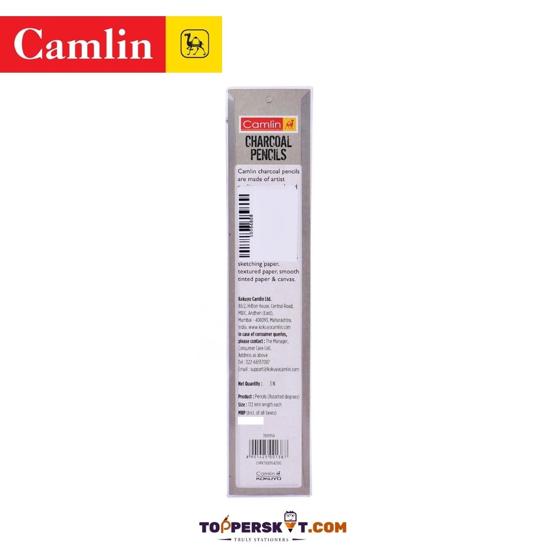 Camlin Kokuyo Charcoal Pencils : Expressive Artistry with Three Grades ( Pack Of 3 ) - Topperskit LLP