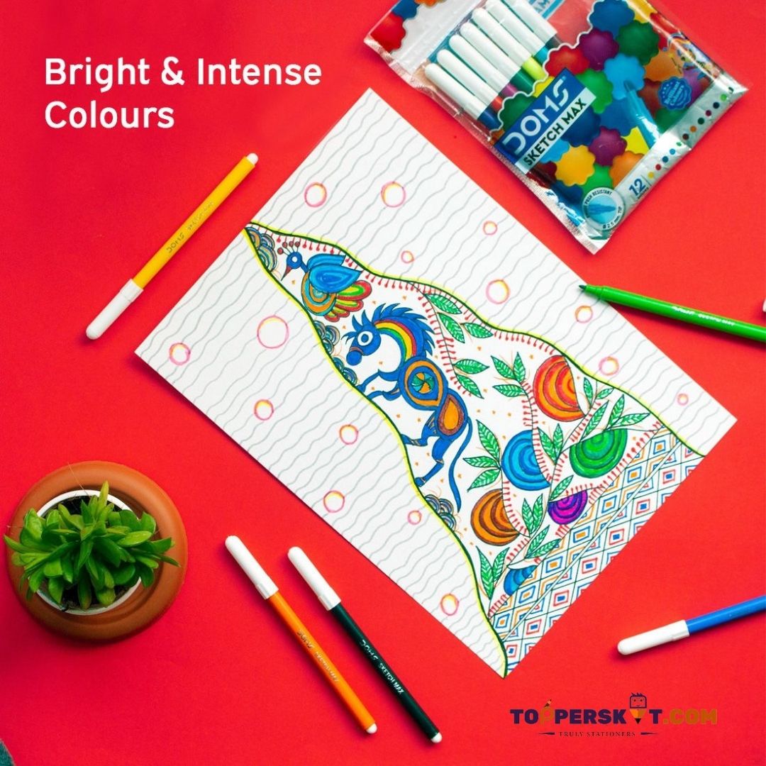 Doms Sketch Max Water Colour Pens: Vibrant Shades for Artistic Brilliance ( Pack Of 12 ) - Topperskit LLP