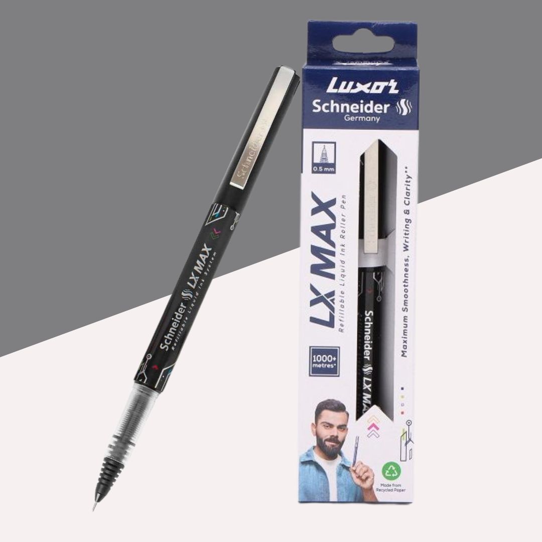 LX MAX Refillable Liquid Ink Roller Pen - Black ( Pack of 1 )
