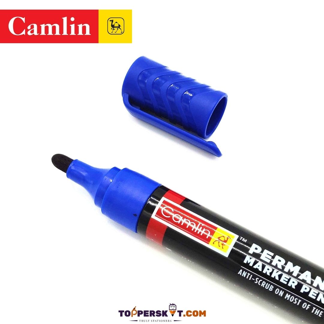 Camlin Permanent Marker Pen - Blue: Bold, Refillable, and Versatile ( Pack Of 1 ) - Topperskit LLP