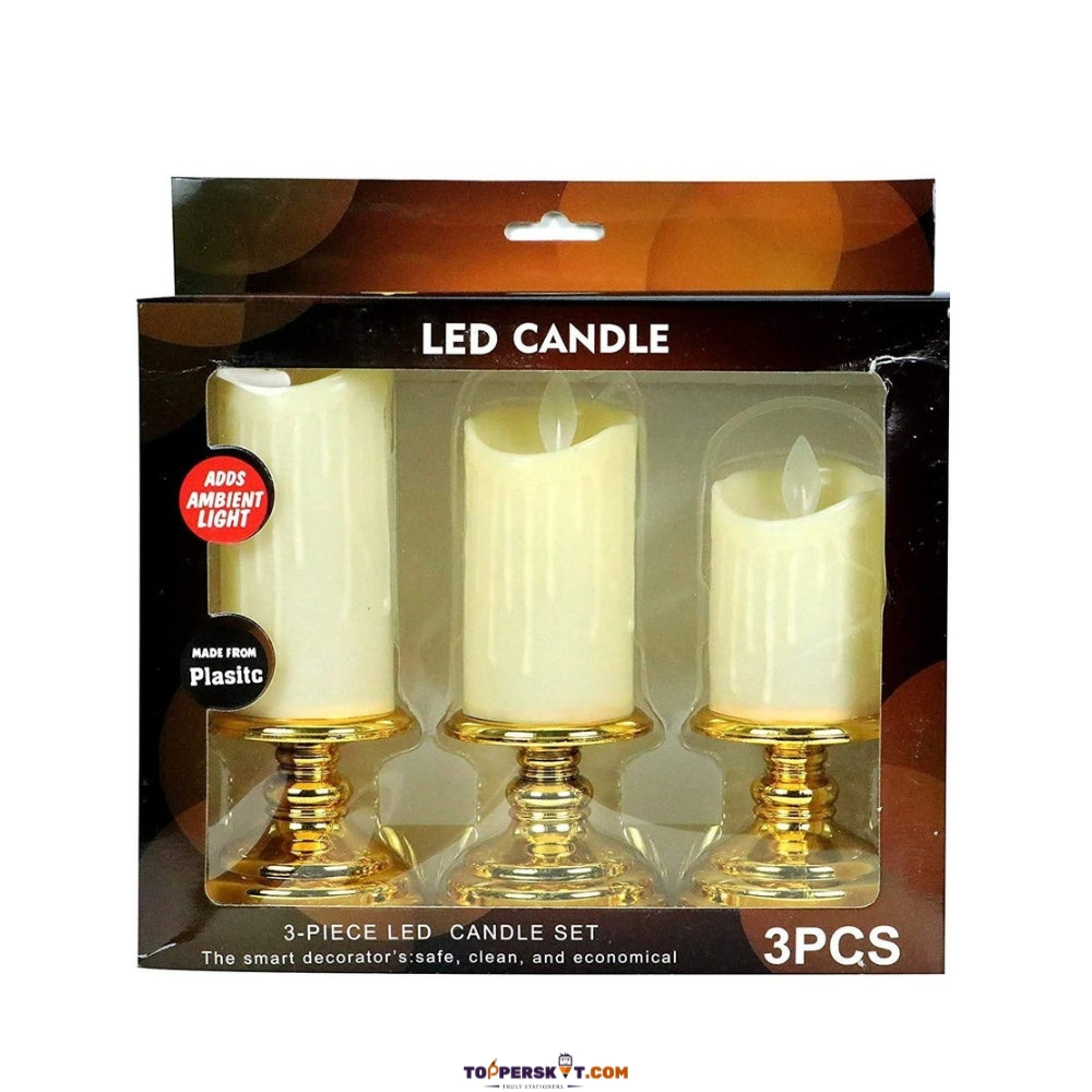 Plastic LED Candle – Safe, Clean & Realistic Flickering Ambient Light (Set of 3)