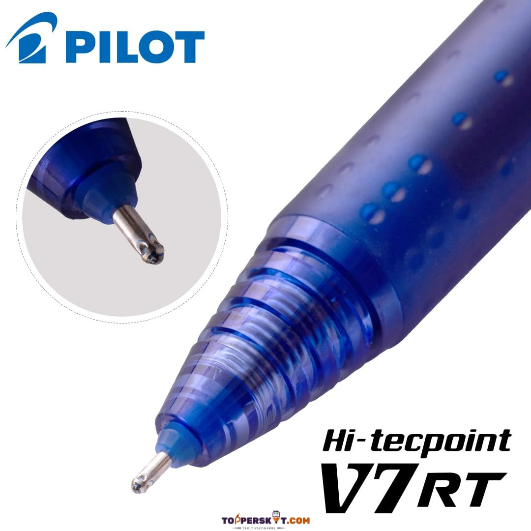 Pilot Hi-Tecpoint V7RT Retractable & Refillable Roller Ball Pen – 0.7mm Fine Blue (Pack of 1)