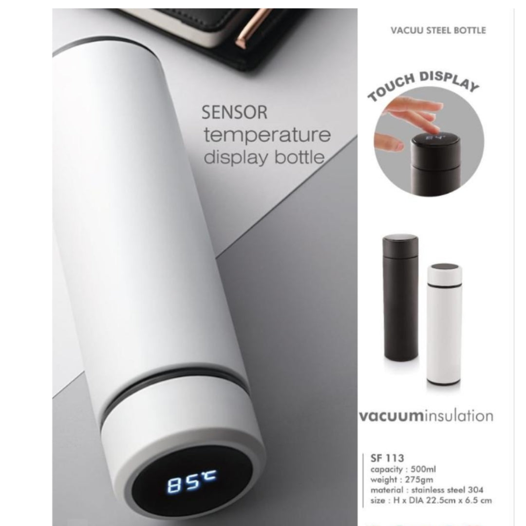 Printed Temperature Water Bottle - 500ml, Metal Bottle with LED Display (Pack of 1)