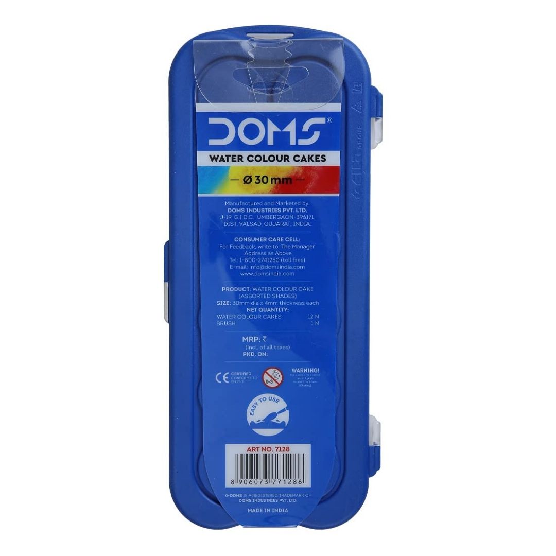 Doms Water Color Cakes Small: Elevate Your Artistic Expression Anywhere ( Pack Of 12 ) - Topperskit LLP