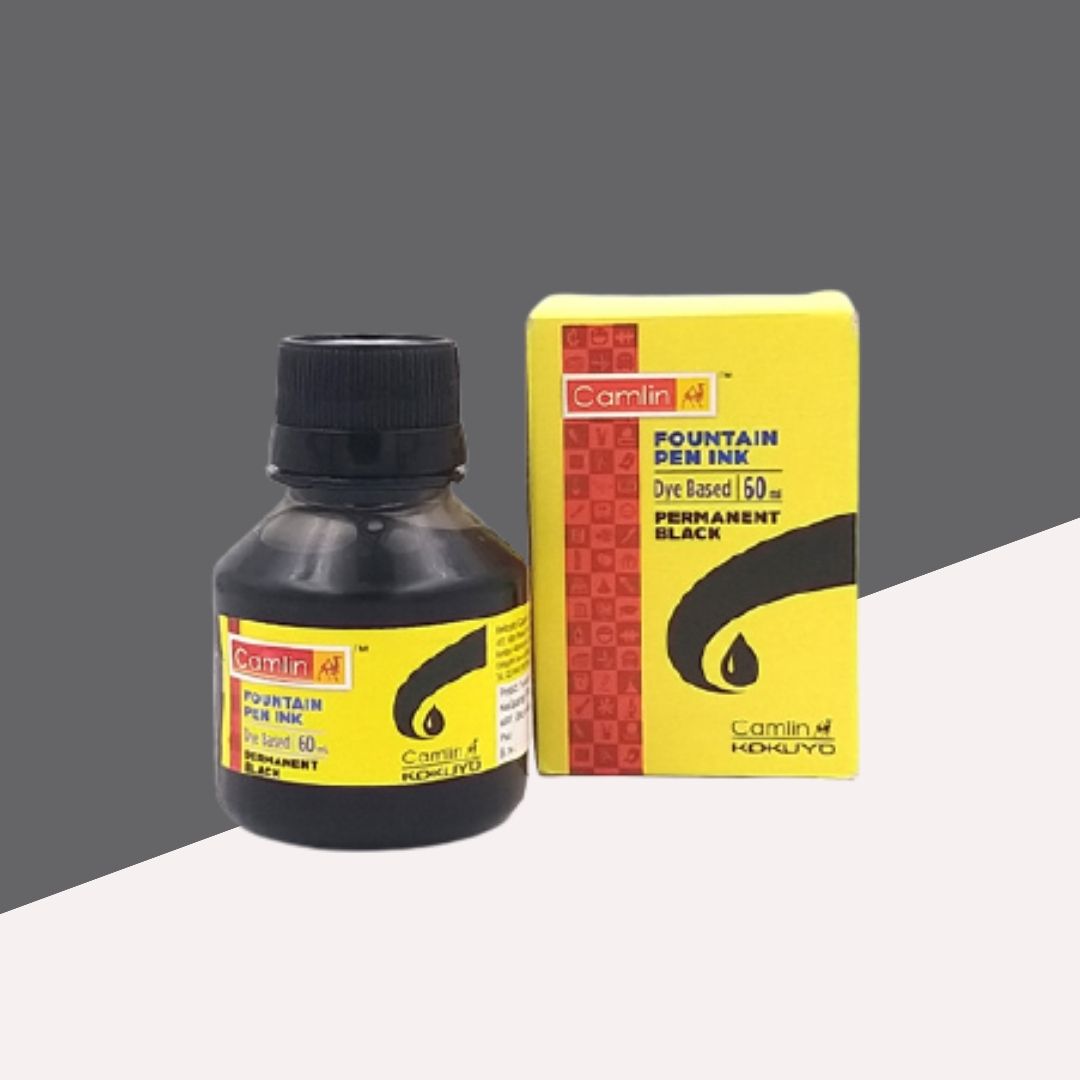 Camlin Kokuyo Fountain Pen Ink Bottle – Black Pack of