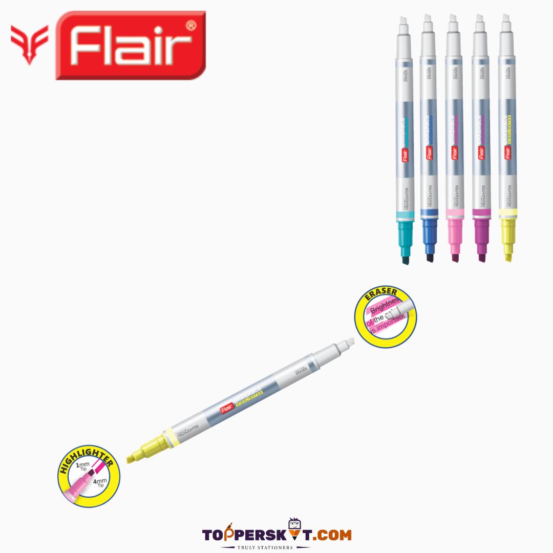 Flair Creative Erasable Highlighter - Multicolor: Smooth, Clean, and Mistake-Free Highlighting ( Pack Of 5 ) - Topperskit LLP