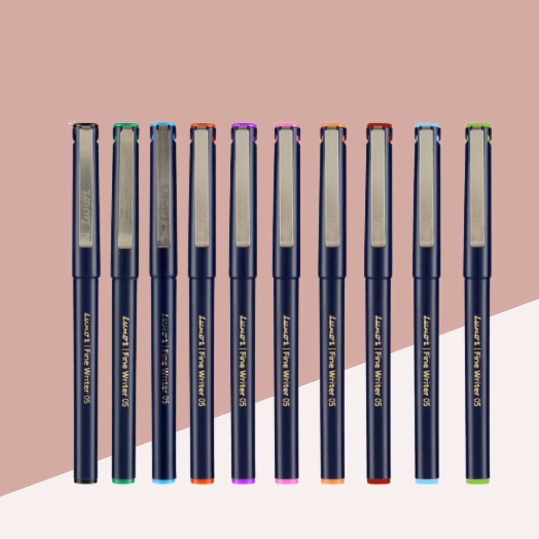 Luxor Fine Writer 05 Colour Pens - Multicolour : Japanese Precision, Water-Based Ink, and Durable Design ( Pack of 10 ) - Topperskit LLP