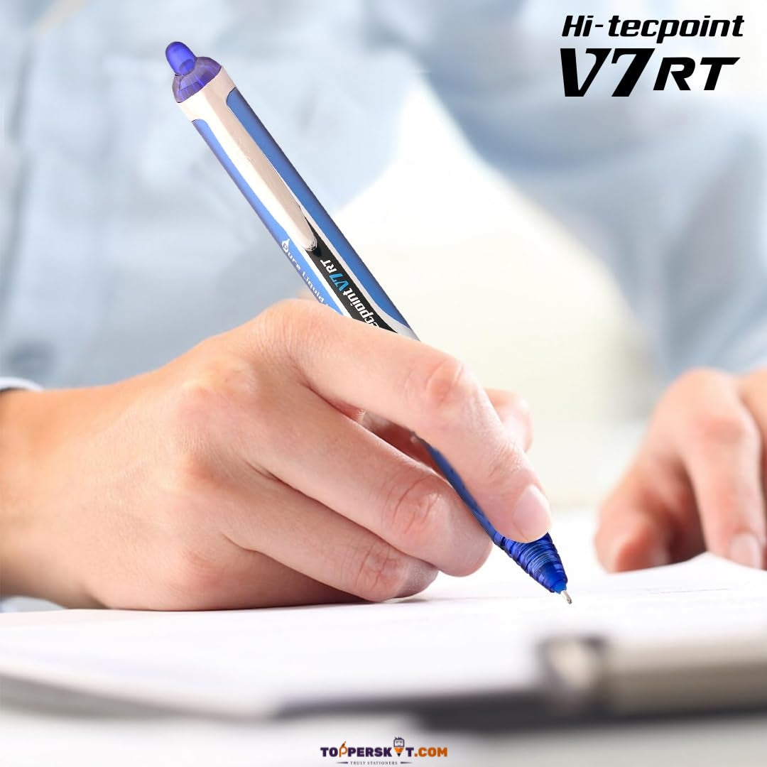 Pilot Hi-Tecpoint V7RT Retractable & Refillable Roller Ball Pen – 0.7mm Fine Blue (Pack of 1)