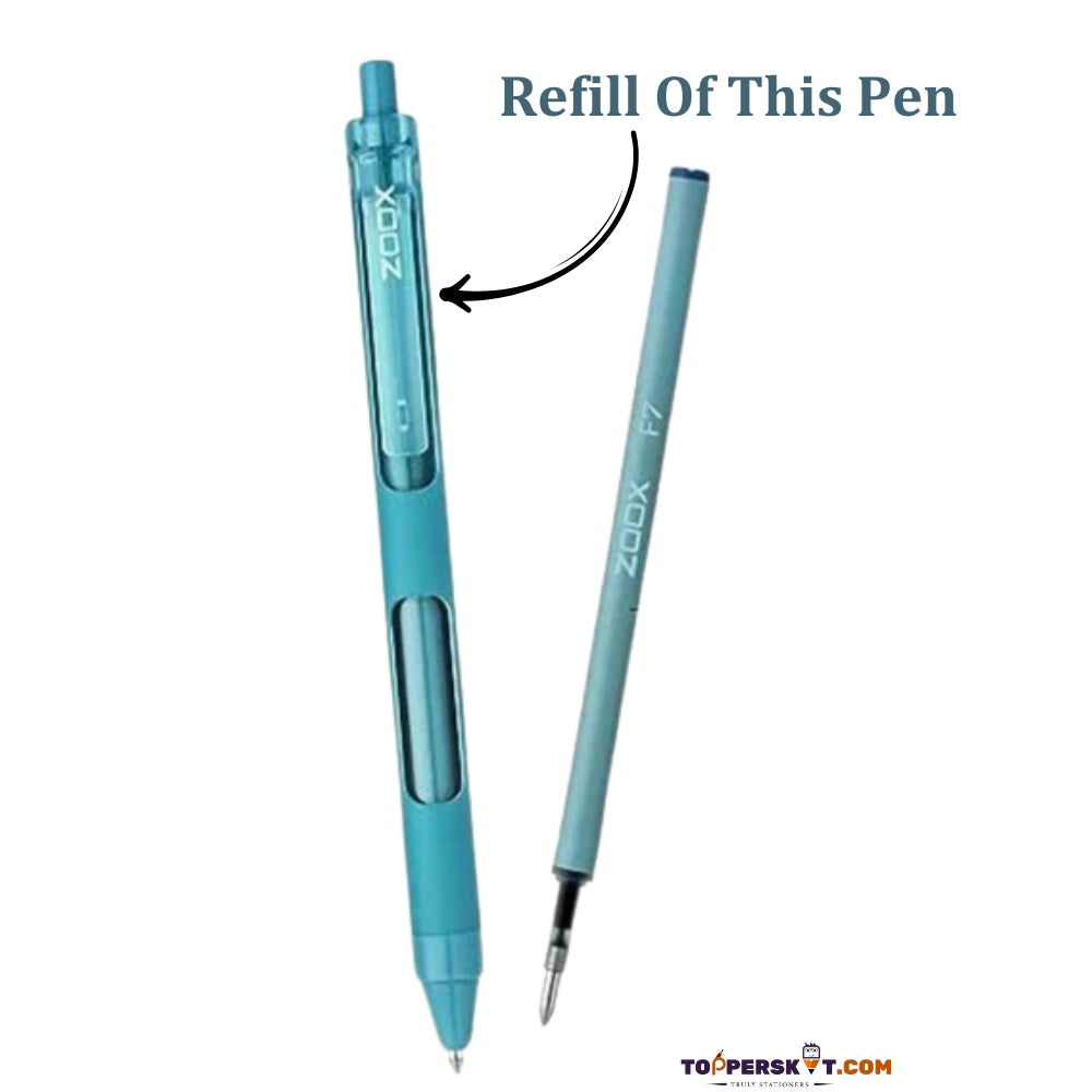 (5 Pcs.) Zoox F7 Pen Refill -Blue Ink, Smooth Writing With High-Quality Refills