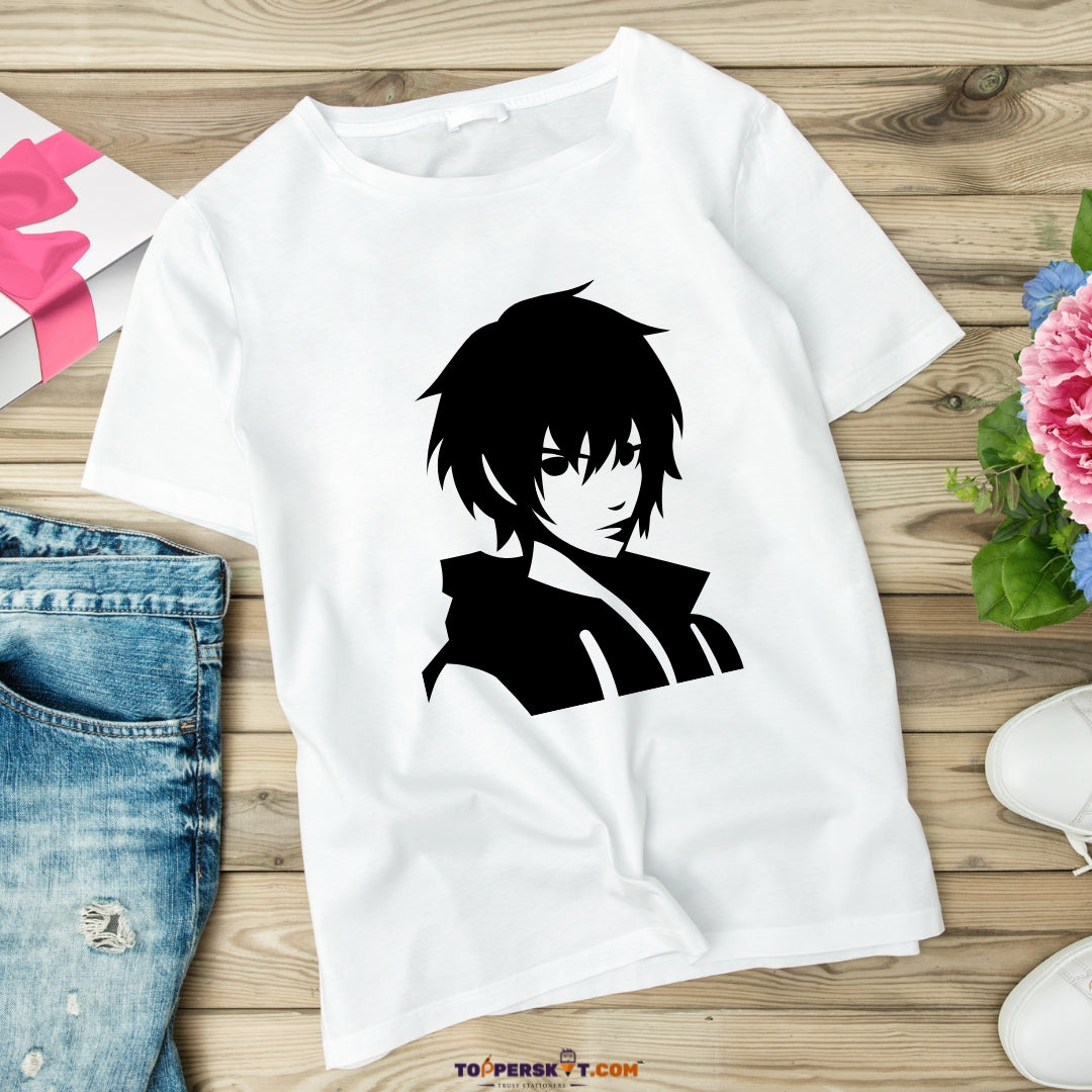 White Printed T-Shirt – Stylish & Comfortable - Size: Small (Pack f 1)