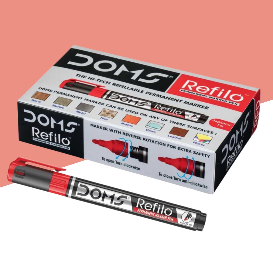 Doms Refilo Permanent Marker - Red ( Pack Of 1 )
