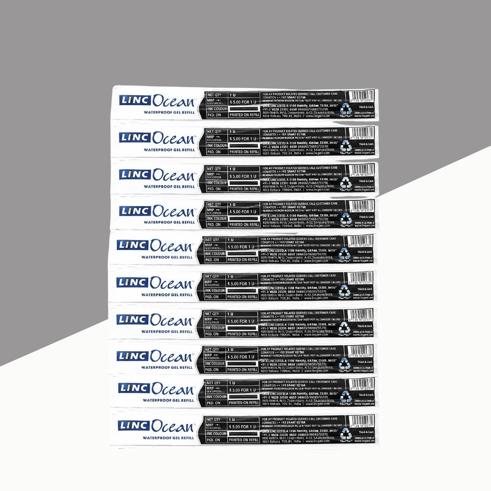 ( 10 pcs.) Linc Ocean Waterproof Gel Pen Refill – Black