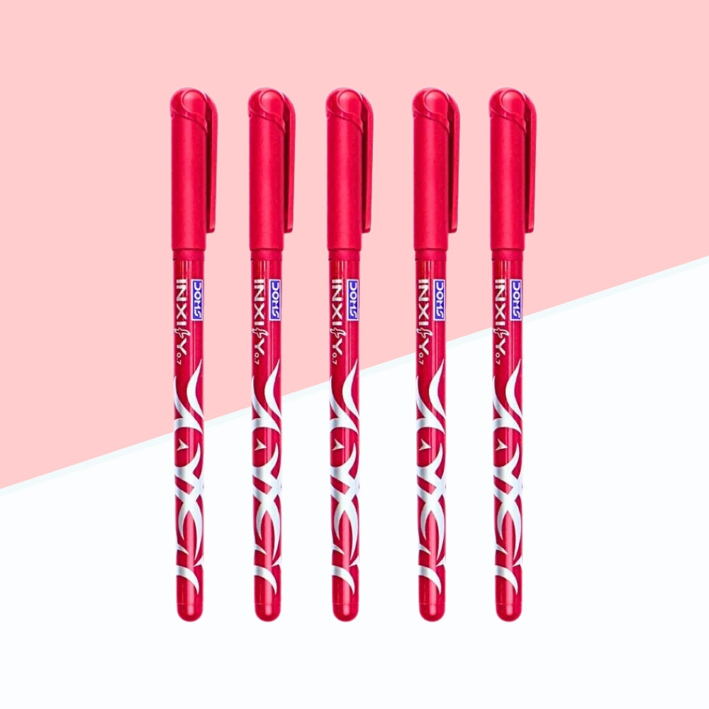 (5 Pcs.) Doms Inxify LV Ink Technology & Textured Grip Pen - Red