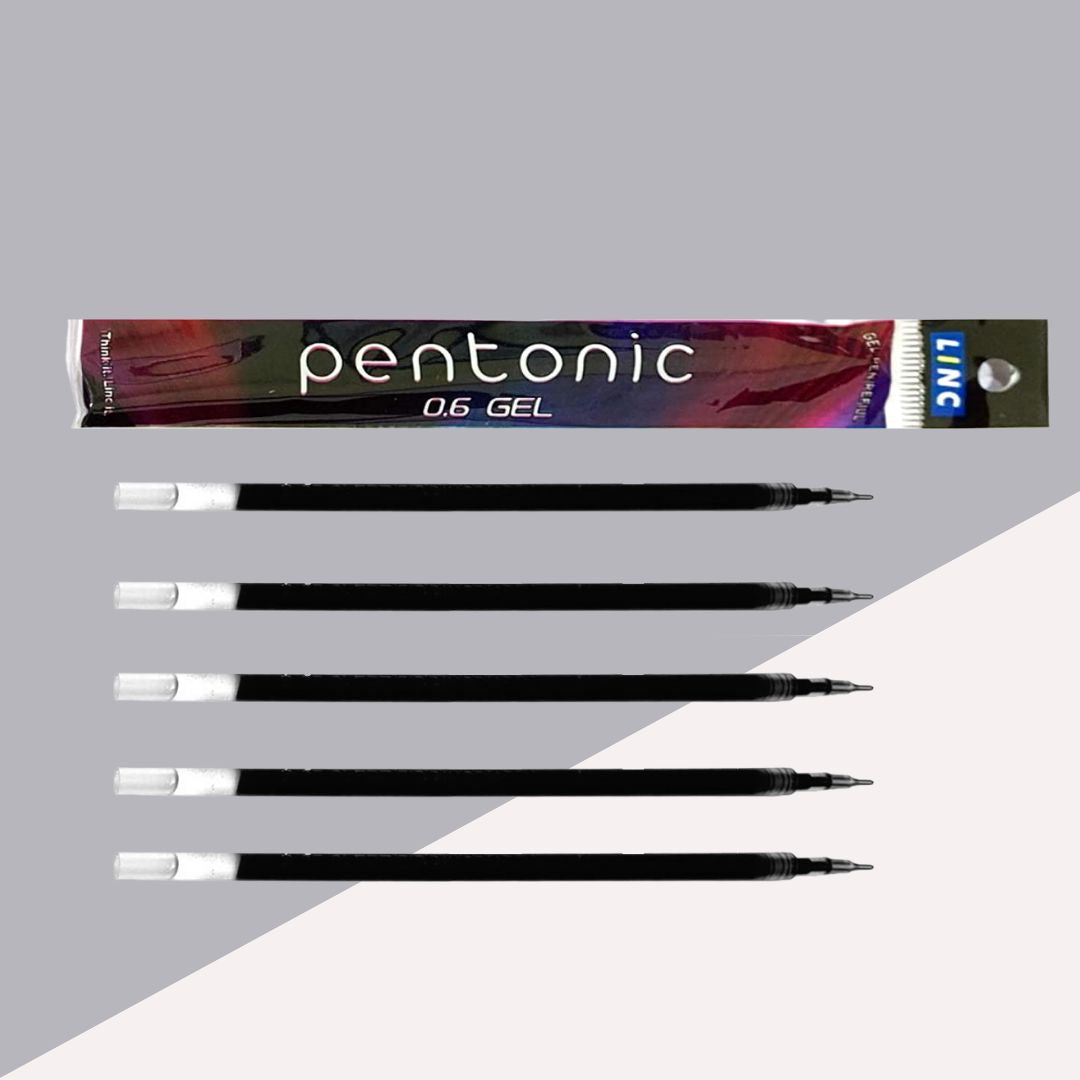 Linc Pentonic Gel Pen Refill – Black: Elevate Your Writing Precision with Featherline Feel and 0.6mm Tip ( Set of 5 ) - Topperskit LLP
