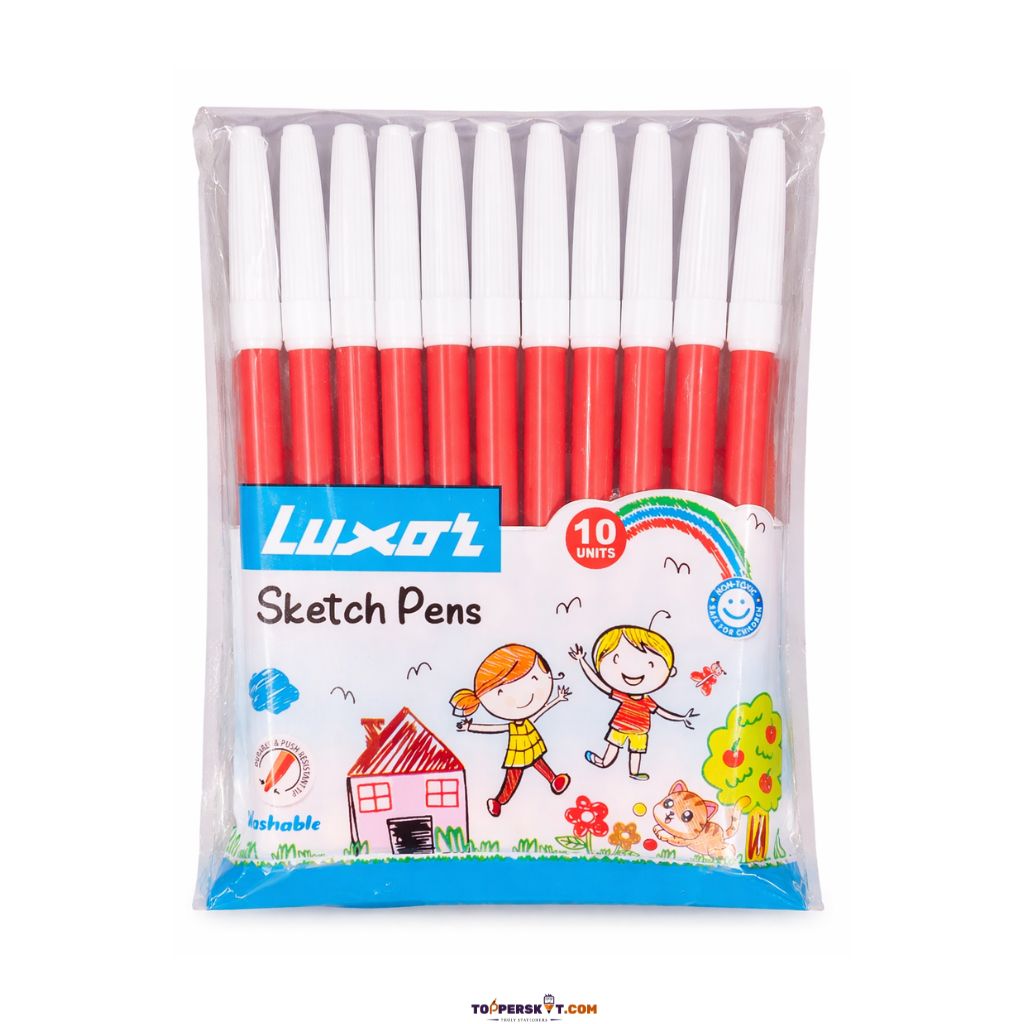 Luxor Sketch Pens - Red ( Set of 10 )