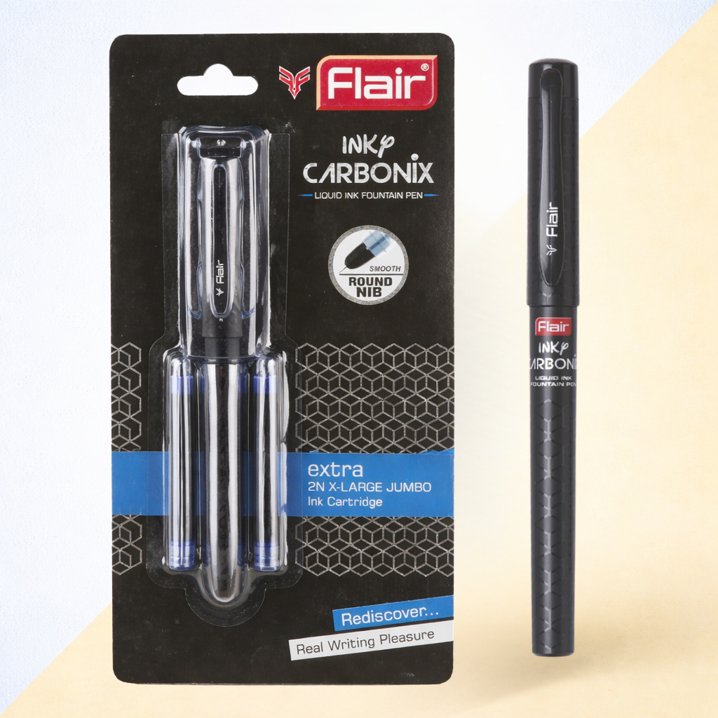 Flair Inky Carbonix Fountain Pen- Blue Ink (Pack of 1)