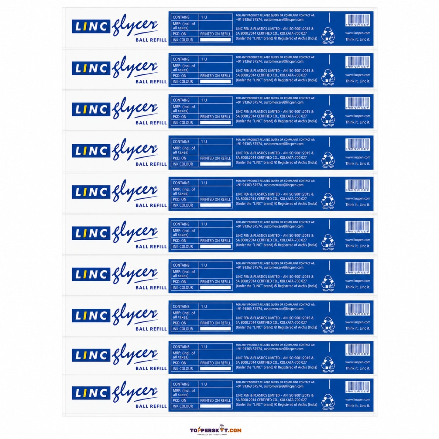 (10 Pcs.) Linc Glycer Ball Pen Refill - Blue