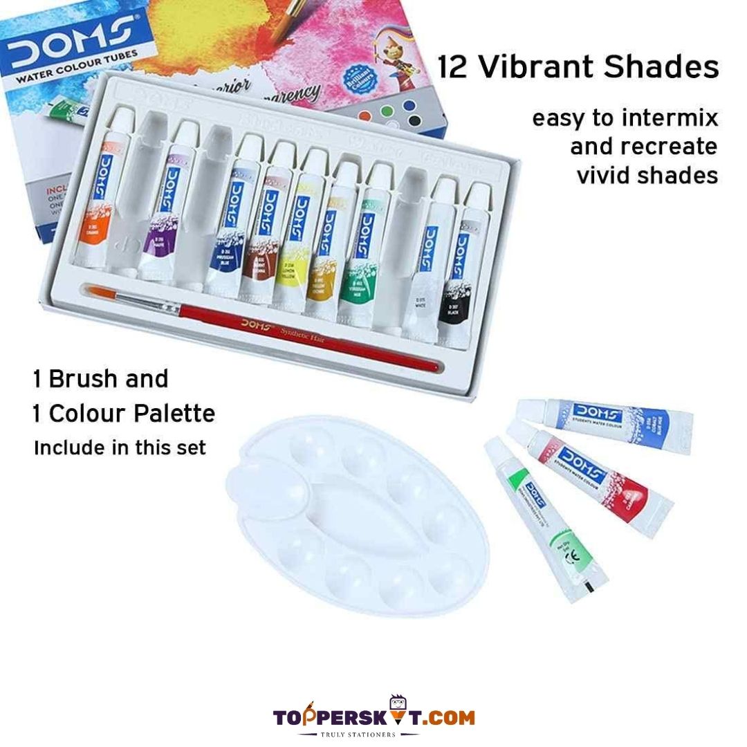 Doms Water Colour Tubes: Vibrant Artistic Possibilities Await ( Pack Of 12 ) - Topperskit LLP