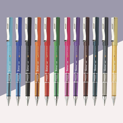 Hauser Sonic Gel Pens - Multicolour : Waterproof Ink, Japanese Precision, and Elegant Design ( Pack of 12 ) - Topperskit LLP