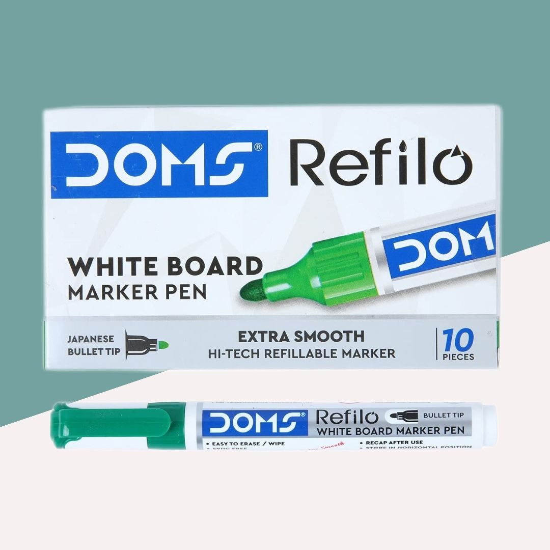 Doms Refilo Permanent Marker - Green : Versatile, Refillable, and Environmentally Friendly ( Pack of 1 ) - Topperskit LLP