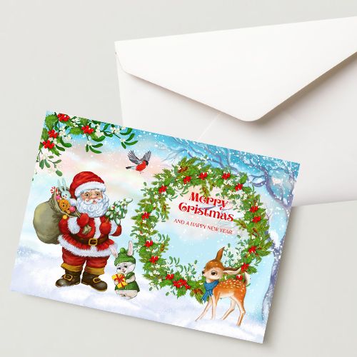 Christmas Greeting Card- 300 GSM Paper with Envelope (Pack of 1)