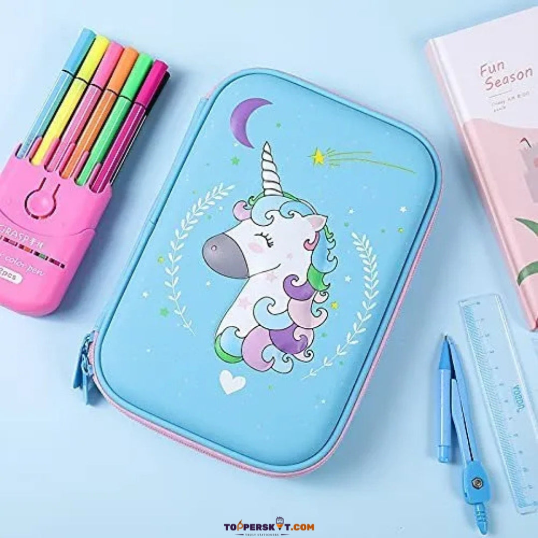 3D Cartoon Design Plastic Hardtop Pencil Case Assorted Design (Pack of 1)