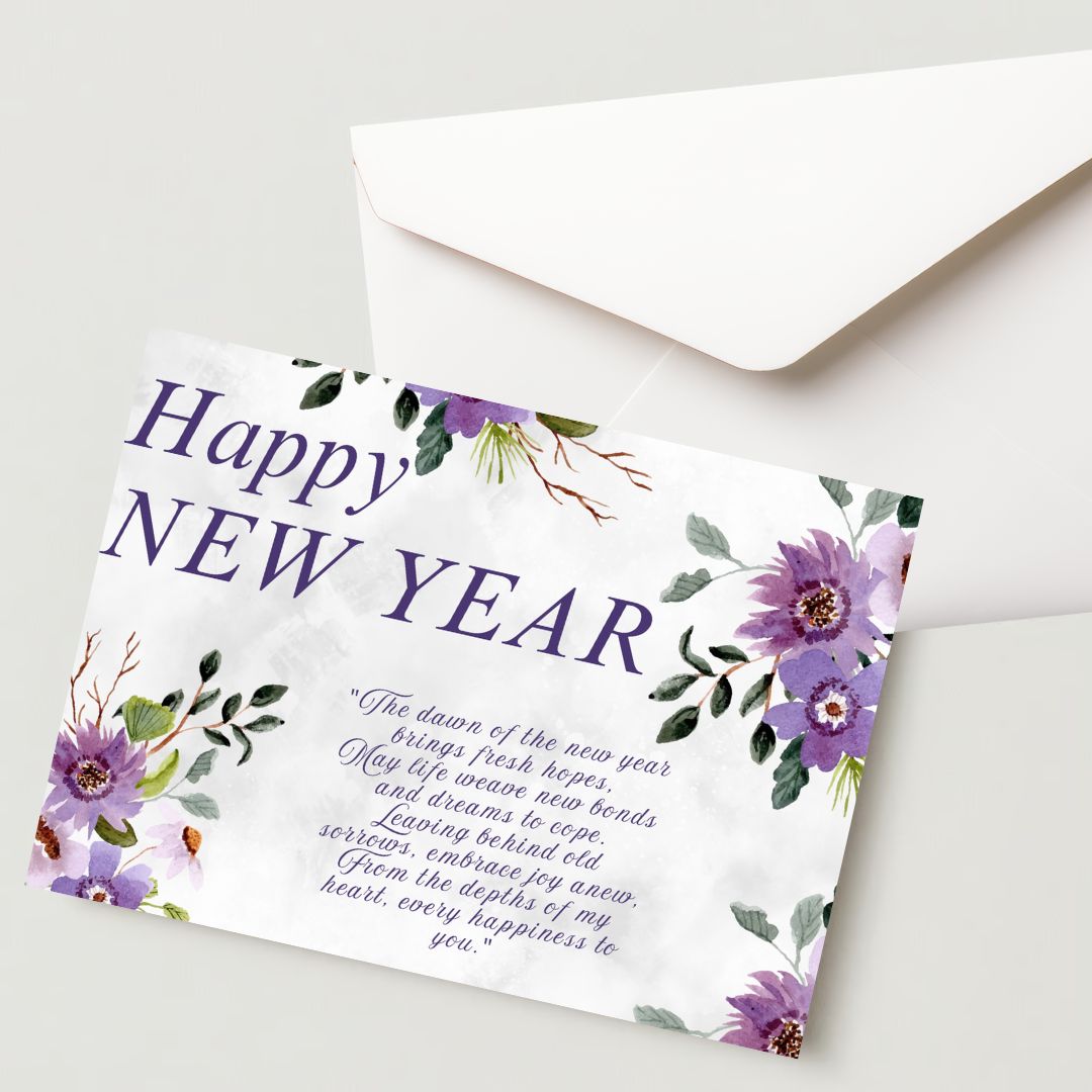 New Year Greeting Card – 300 GSM, Cold Pressed, 1 Card with Envelope