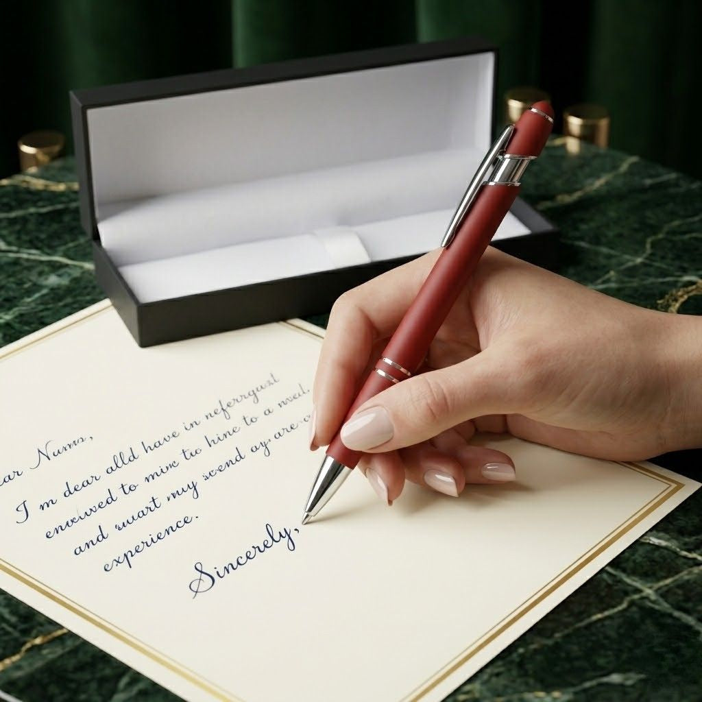 Luxury Red Metal Ballpoint Pen with Premium Gift Box - Blue Ink (Pack Of 1)