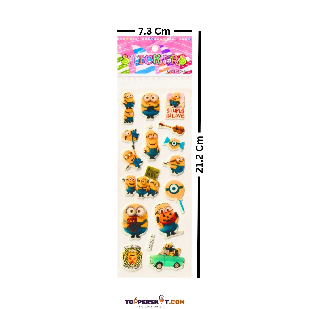 3D Small Minion Cartoon Sticker for Kids – Assorted Shapes (Pack of 1)