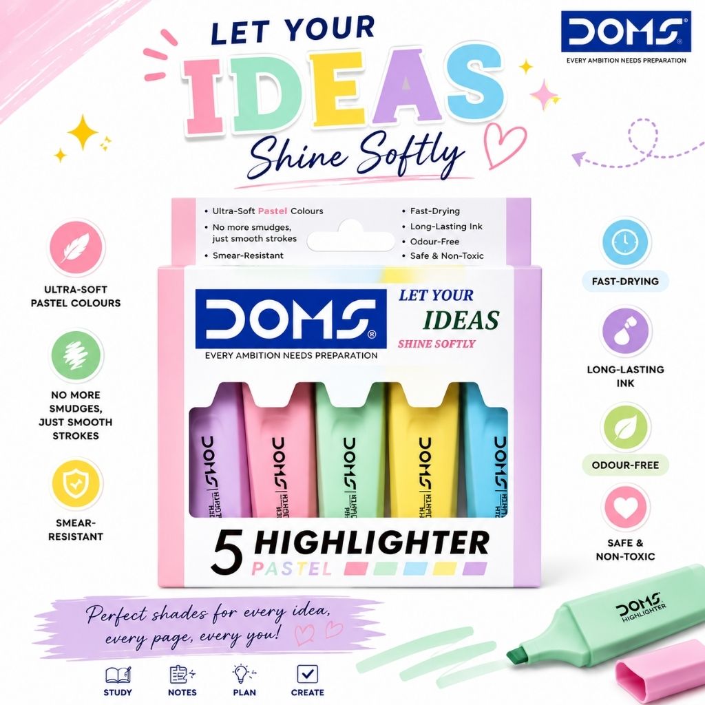 Doms 5 Pastel Color Highlighter Set - Image 3