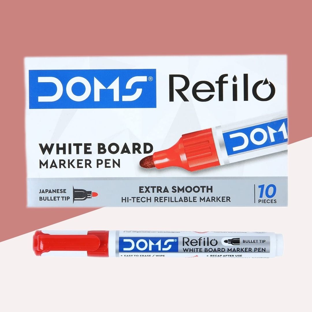 Doms Refilo Permanent Marker - Red: Versatile, Refillable, and Environmentally Friendly ( Pack Of 1 ) - Topperskit LLP