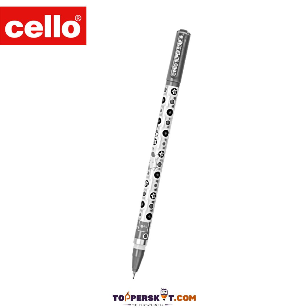 Cello Super Star Gel Pen Set  – Black: Elegance in Every Stroke ( Pack of 5 ) - Topperskit LLP