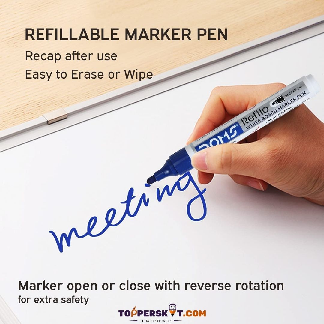 Doms Refilo Permanent Marker - Blue: Versatile, Refillable, and Environmentally Friendly ( Pack Of 1 ) - Topperskit LLP