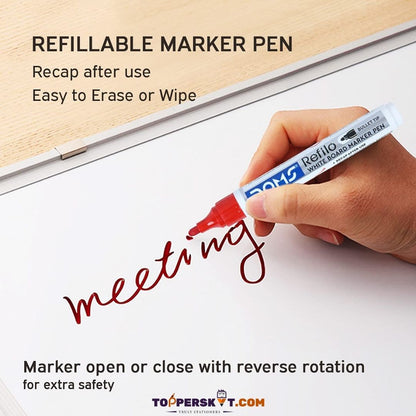 Doms Refilo Permanent Marker - Red: Versatile, Refillable, and Environmentally Friendly ( Pack Of 1 ) - Topperskit LLP
