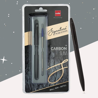 Cello Signature Carbon Slim Ball Pen – Blue : Elegance Redefined ( Pack of 1 ) - Topperskit LLP