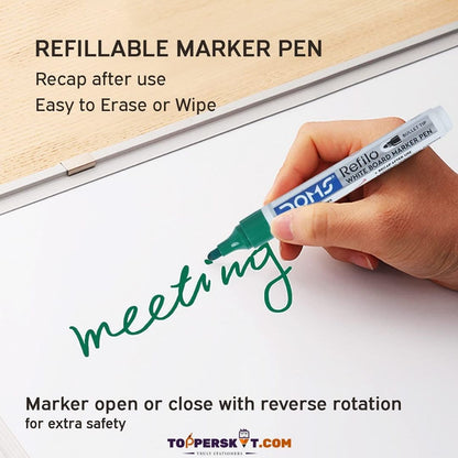 Doms Refilo Permanent Marker - Green : Versatile, Refillable, and Environmentally Friendly ( Pack of 1 ) - Topperskit LLP