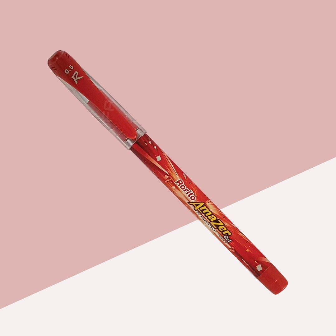 Rorito Amazer Gel Pen – Red: Maxel Tip for Fast & Smooth Writing, Waterproof Ink, Stylish ( Pack of 1 ) - Topperskit LLP