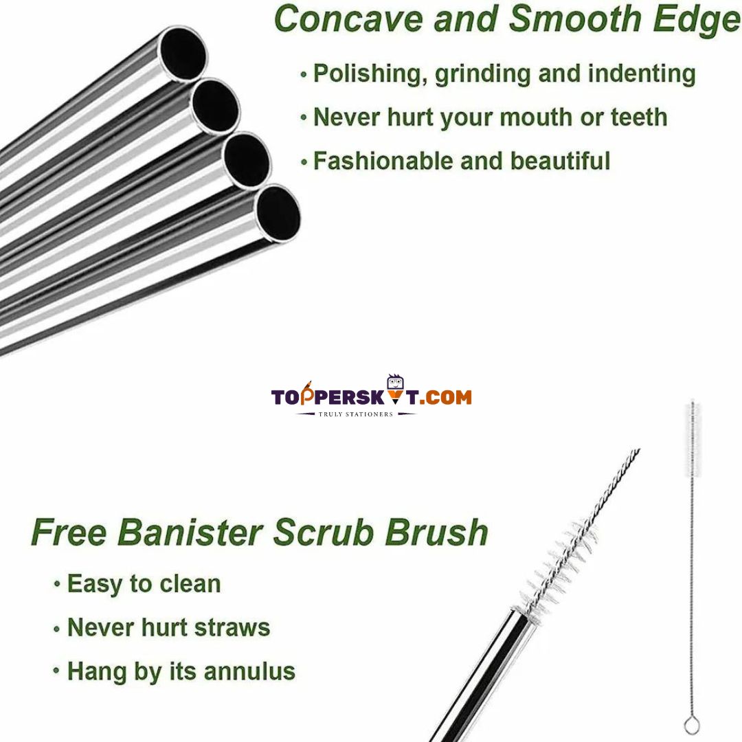 Premium Stainless Steel Straw Set with Cleaning Brush: Eco-Friendly and Reusable