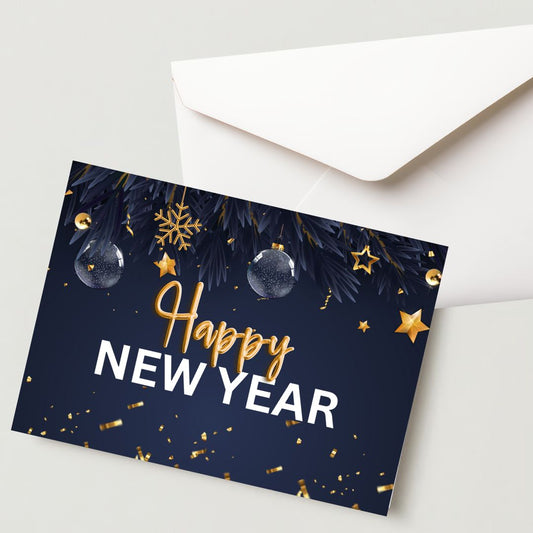 New Year Greeting Card – 300 GSM, Cold Pressed, 1 Card with Envelope