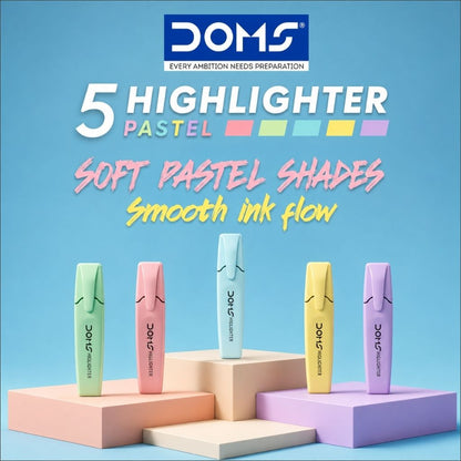 Doms 5 Pastel Color Highlighter Set - Image 4