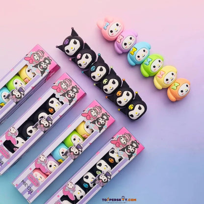 Cute Kuromi Design Stack & Shine Fluorescent Highlighter Pens (Pack of 6)