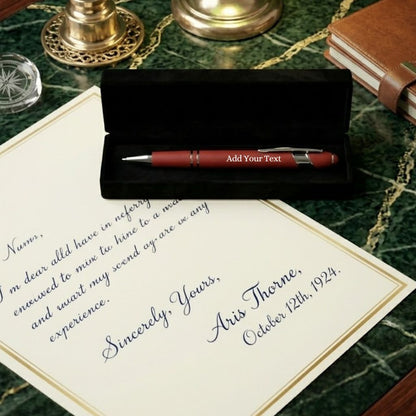Luxury Red Metal Ballpoint Pen with Premium Gift Box - Blue Ink (Pack Of 1)