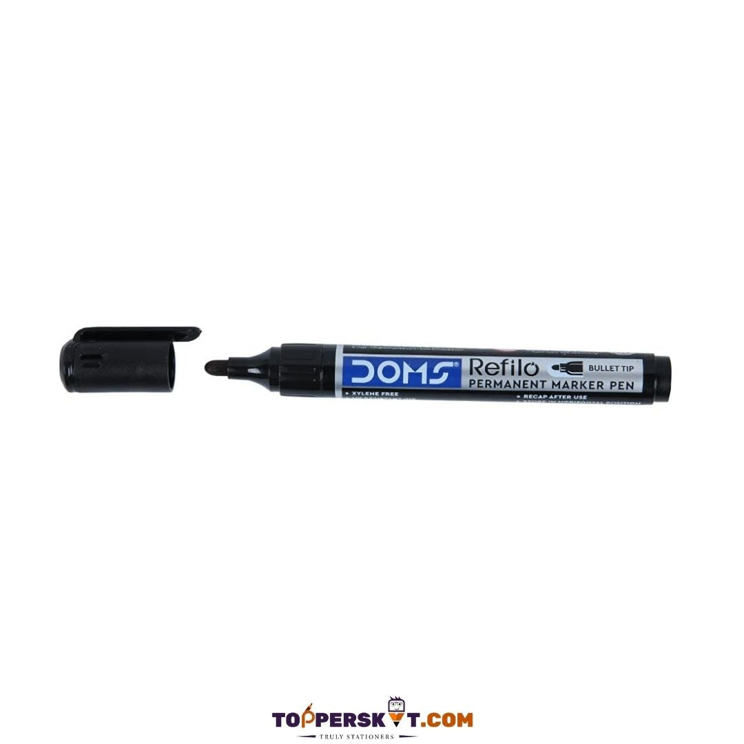 Doms Refilo Permanent Marker - Black: Versatile, Refillable, and Environmentally Friendly ( Pack Of 1 ) - Topperskit LLP