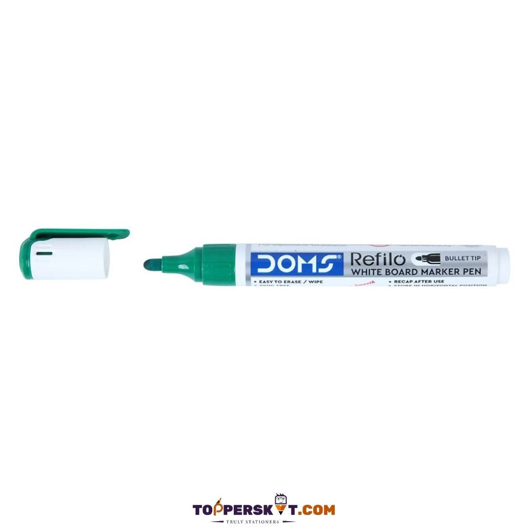 Doms Refilo Permanent Marker - Green : Versatile, Refillable, and Environmentally Friendly ( Pack of 1 ) - Topperskit LLP