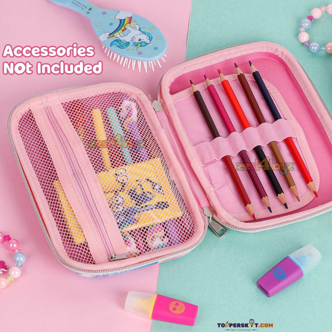 3D Cartoon Design Plastic Hardtop Pencil Case Assorted Design (Pack of 1)